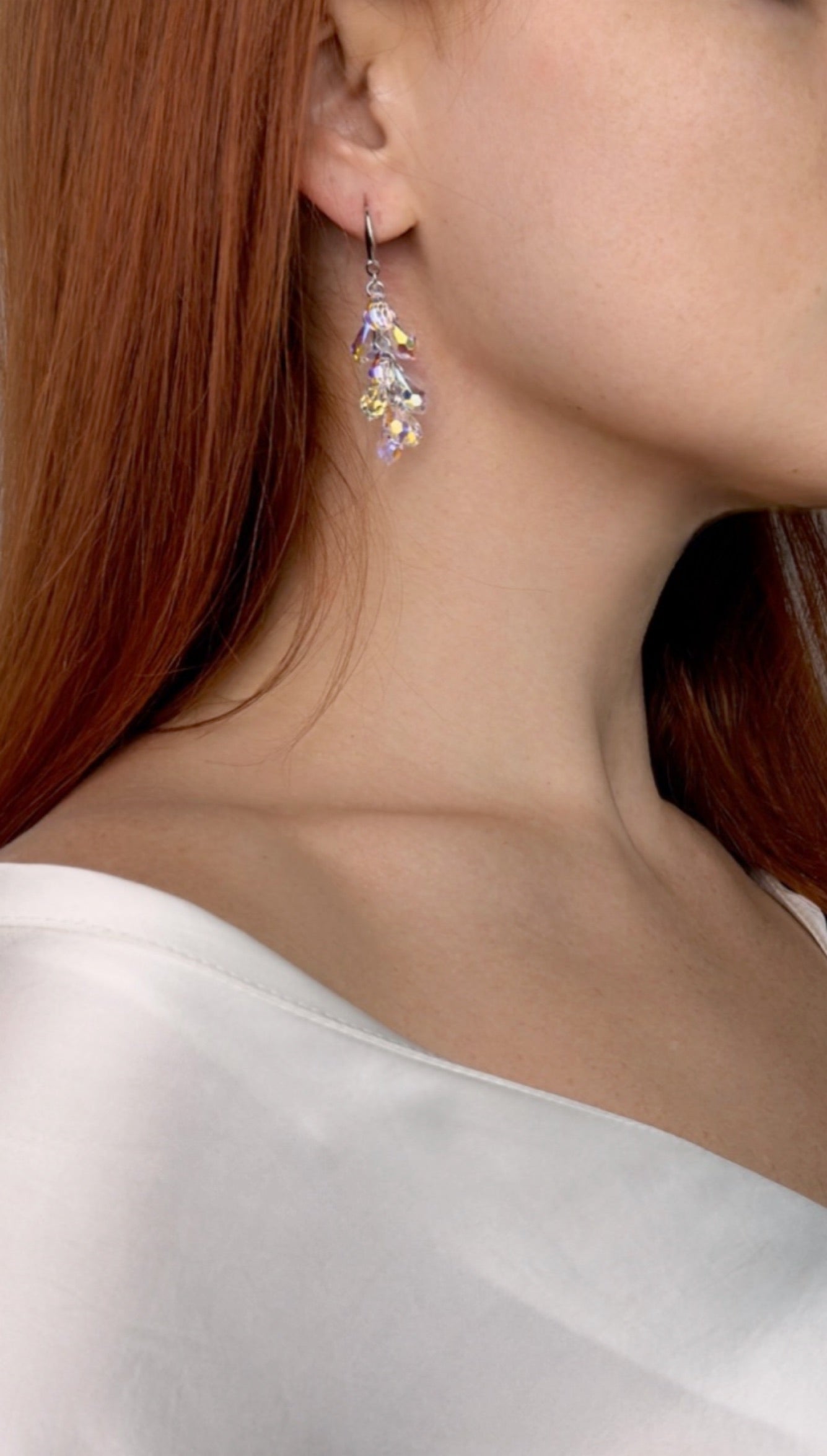 Cercei argint si cristale fatetate Frosted Drops