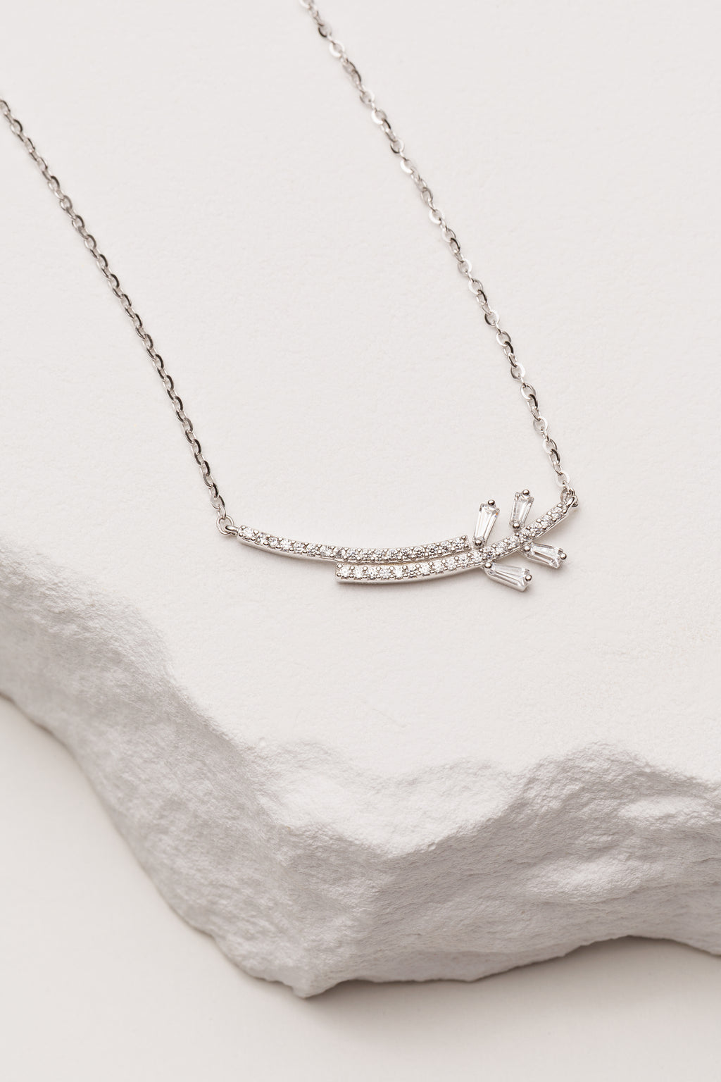 Lant argint Crystal Leaf