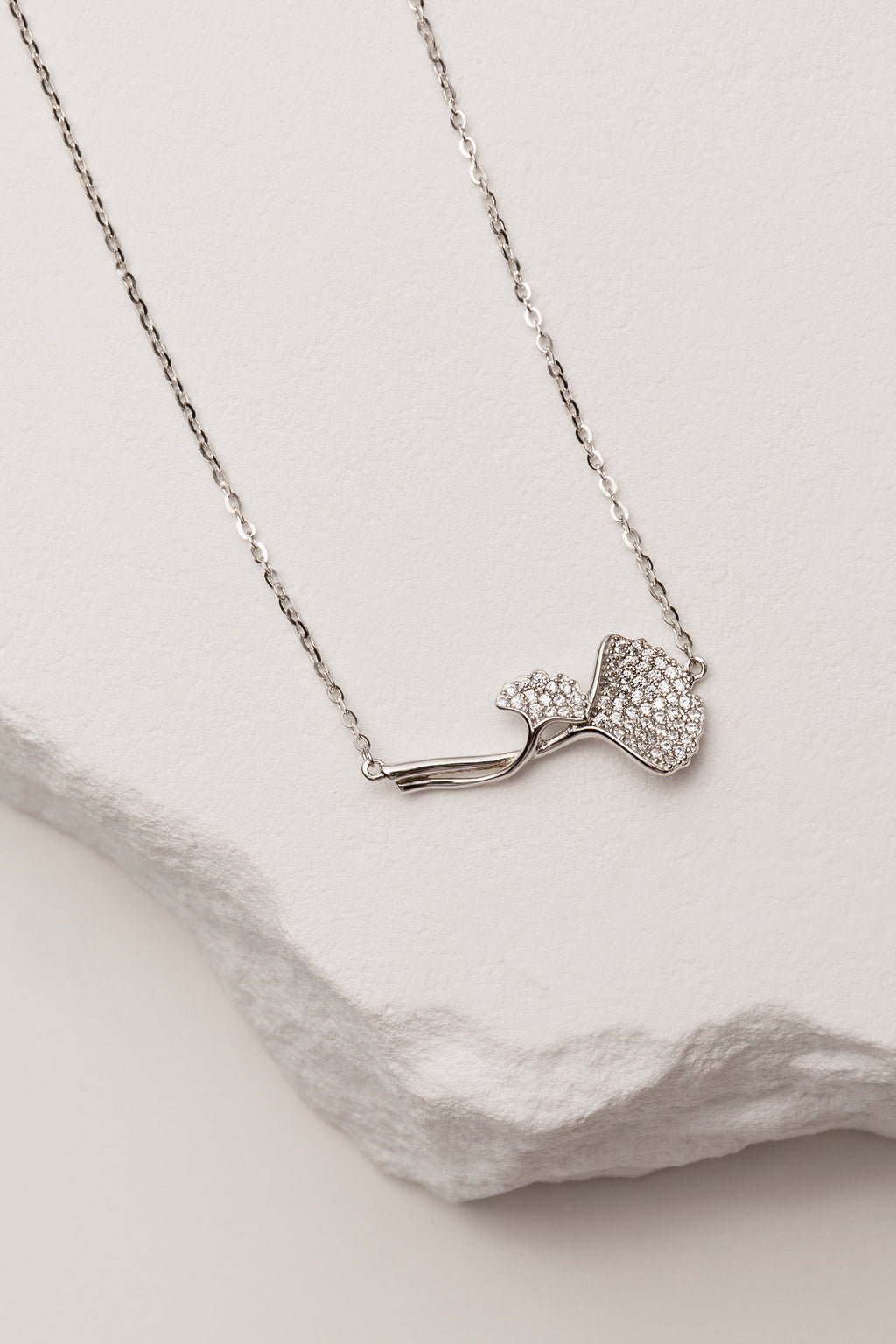 Lant argint Crystal Ginkgo