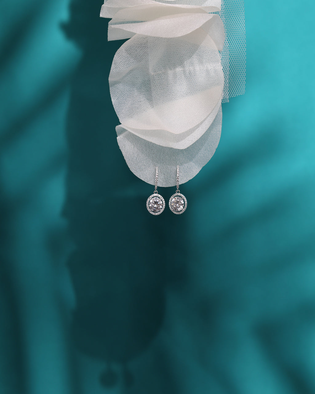 Cercei argint rodiat si moissanit Royal Core