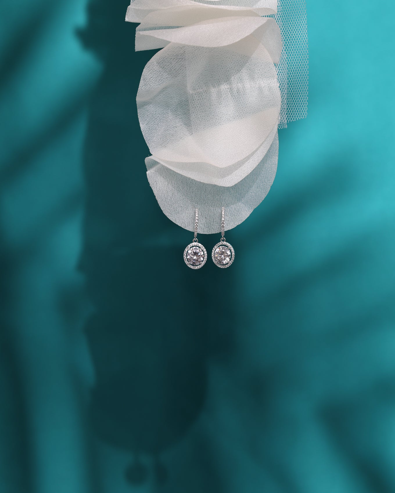 Cercei argint rodiat si moissanit Royal Core