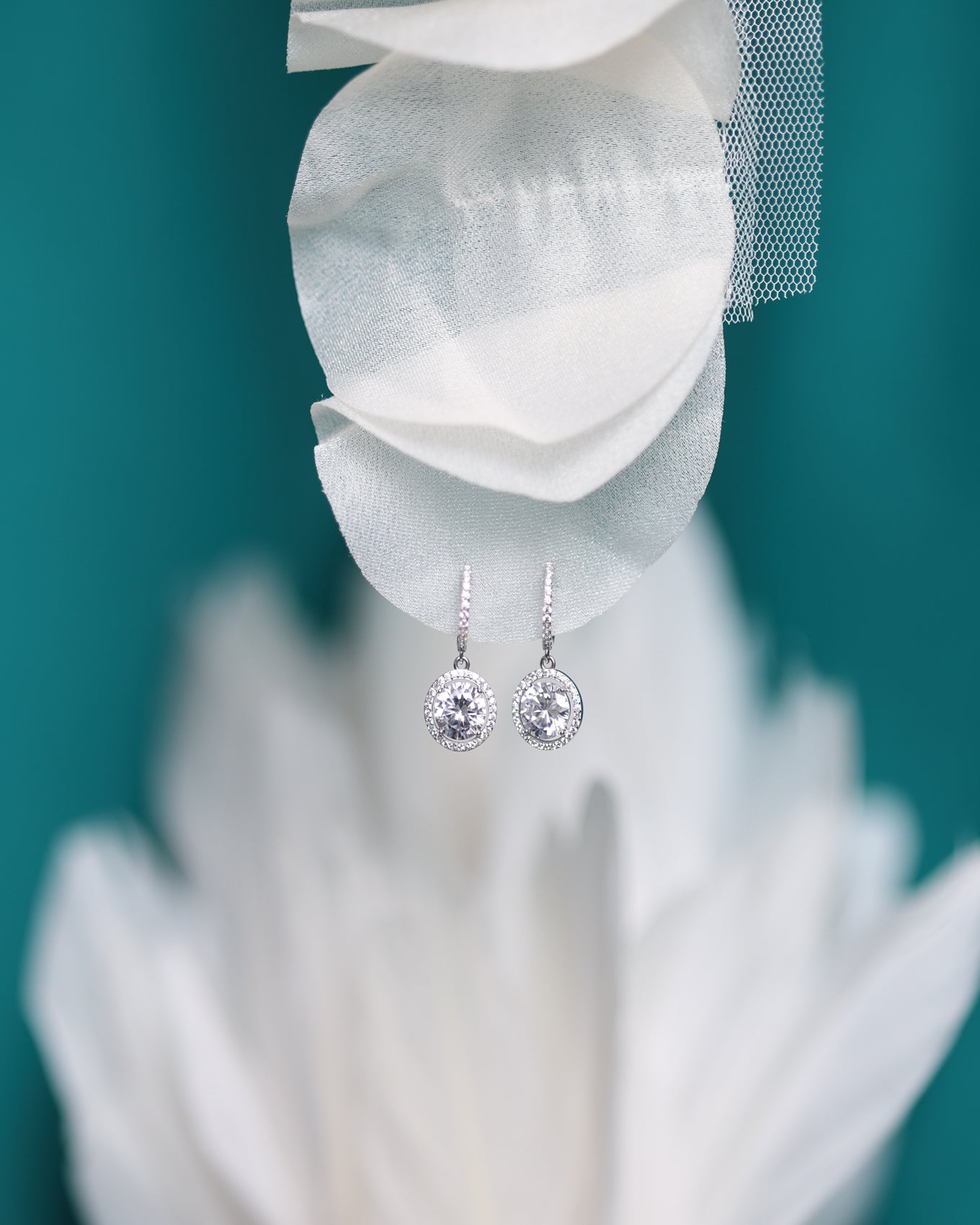 Cercei argint rodiat si moissanit Royal Core