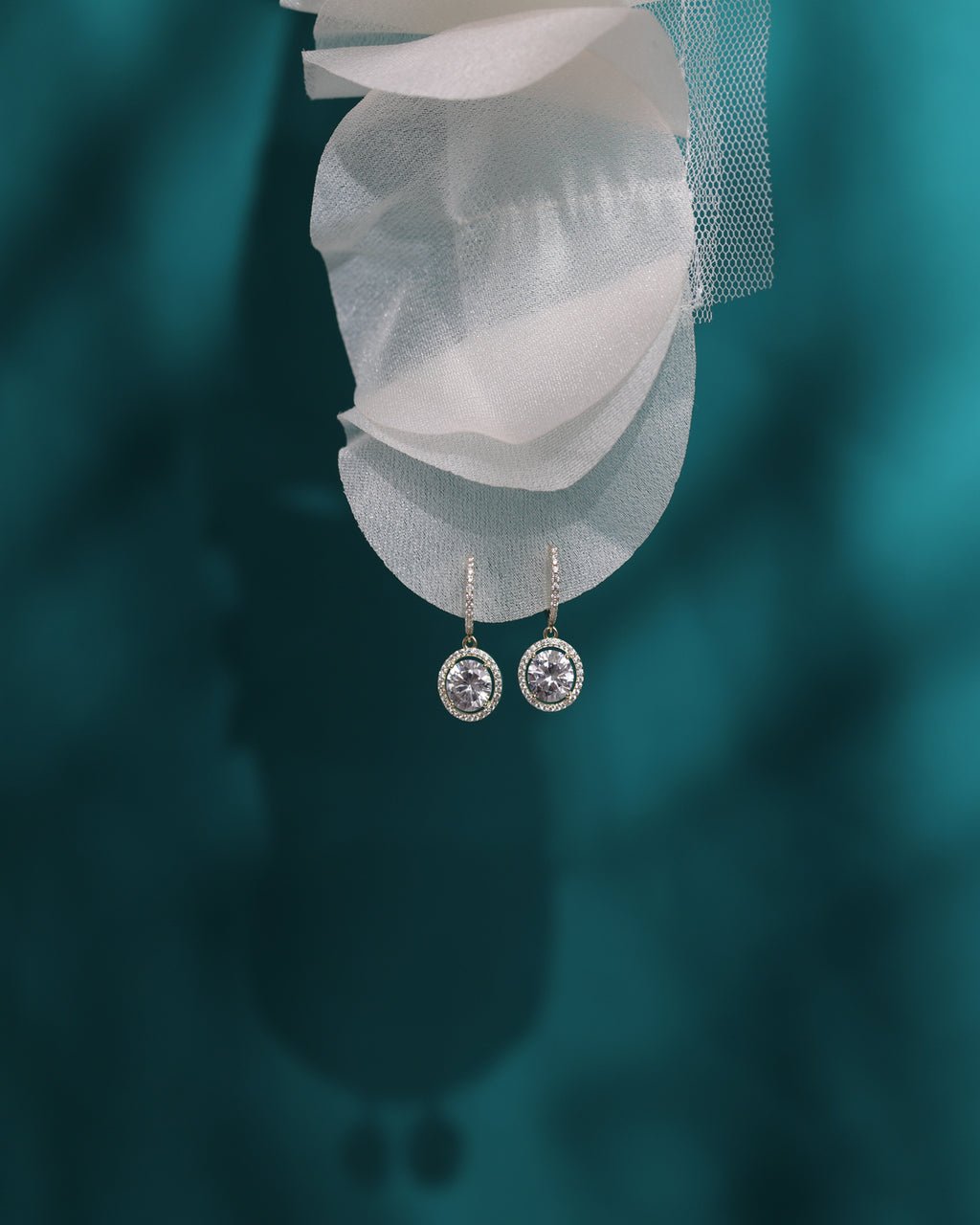 Cercei argint placat cu aur si moissanit Royal Gold Core