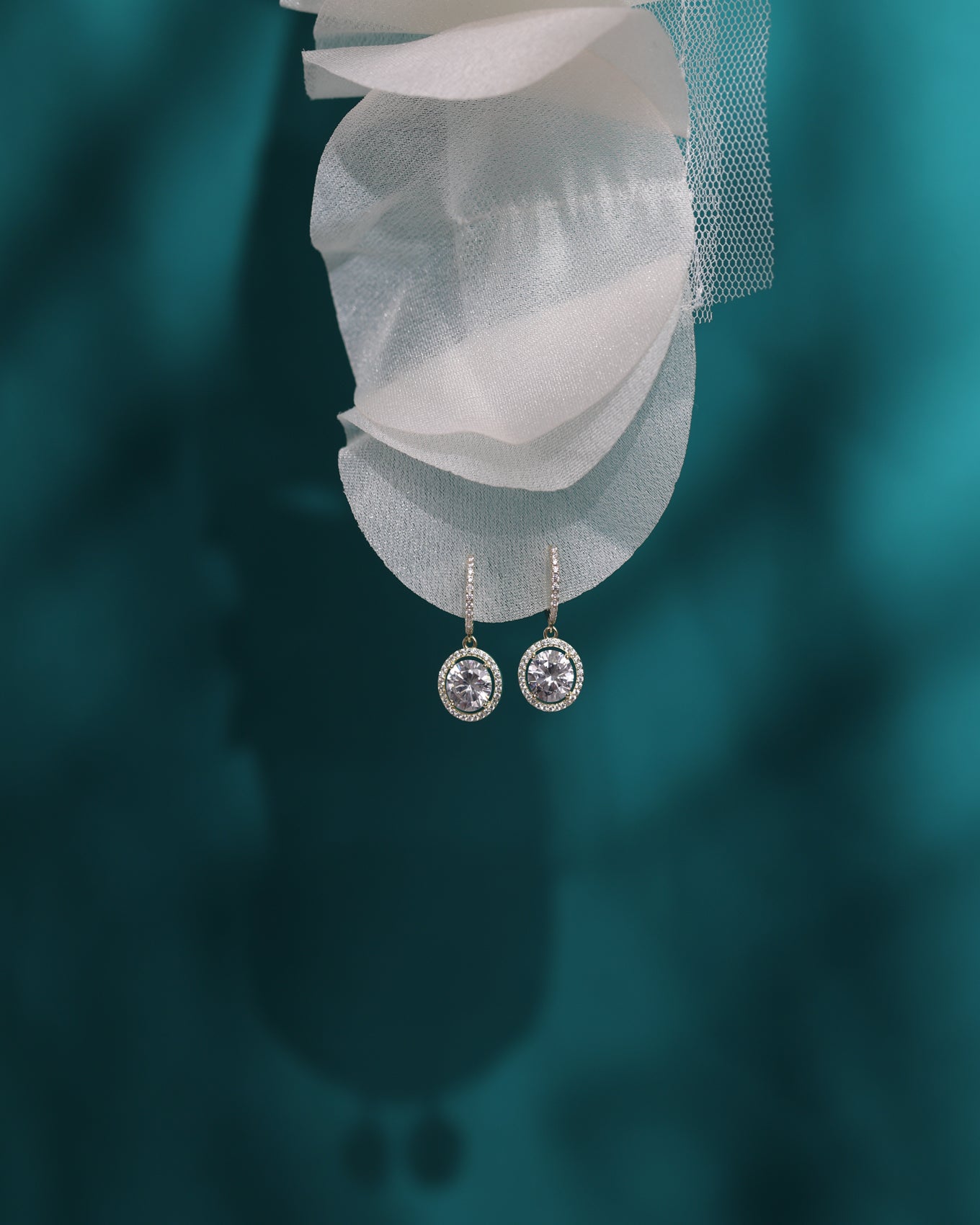 Cercei argint placat cu aur si moissanit Royal Gold Core