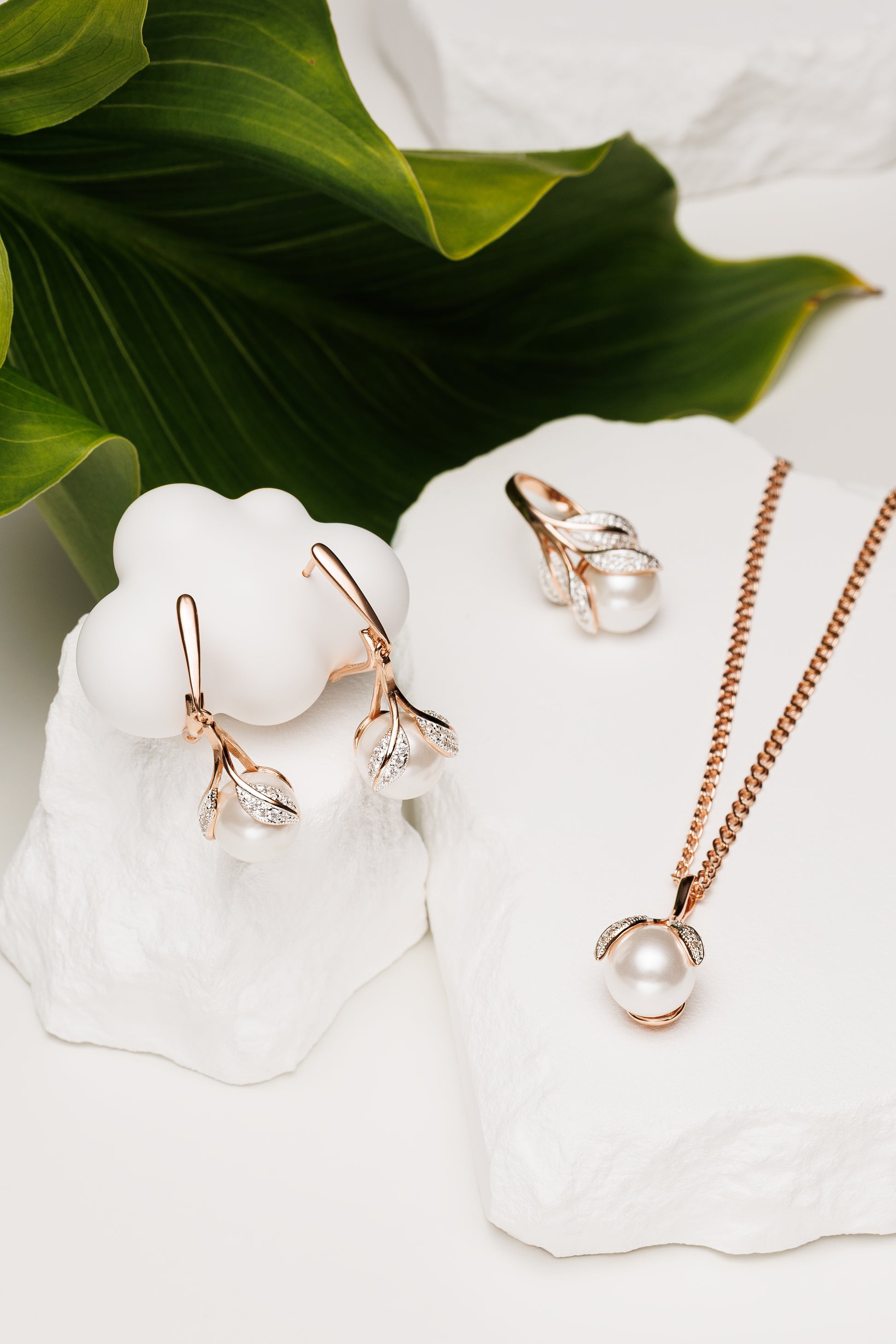 Set cupru si perla Blossom Veil