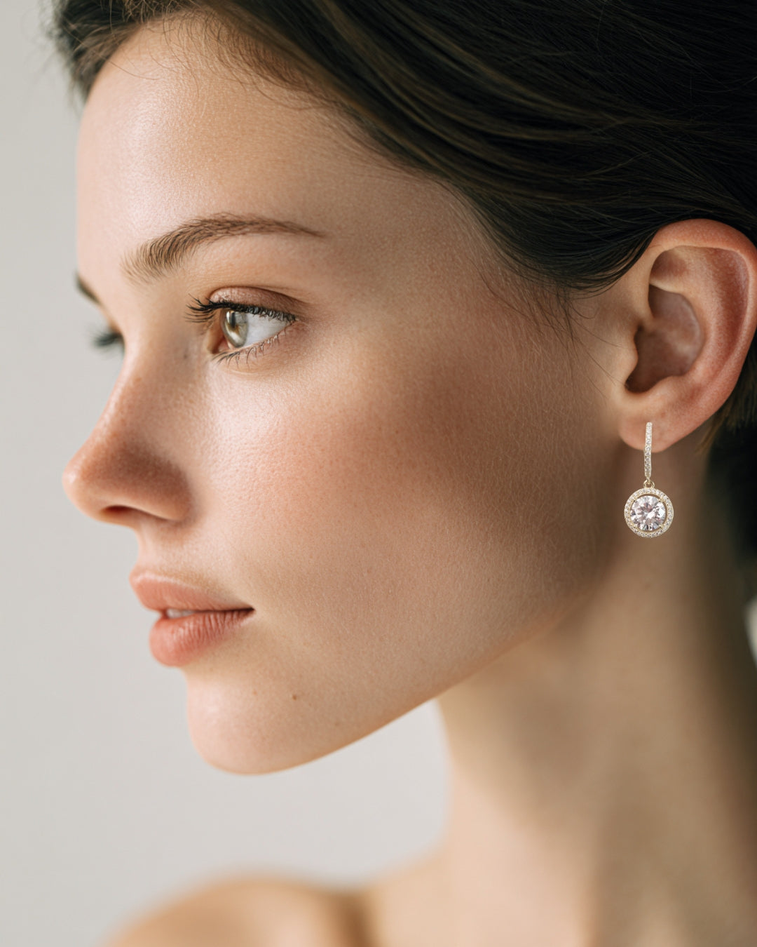 Cercei diamant laborator argint placat cu aur Royal Gold Core