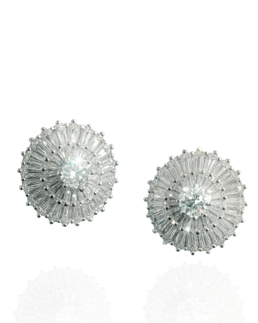 Cercei Frosted Crown din argint rodiat si zirconiu