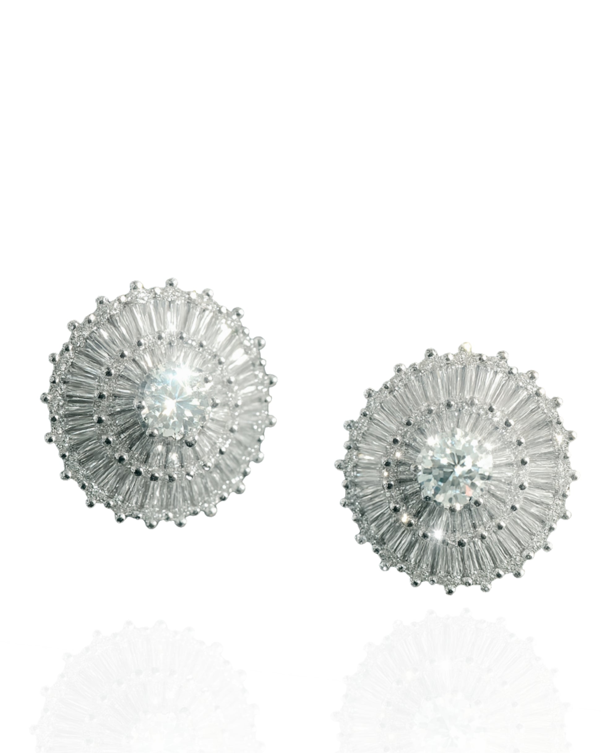 Cercei Frosted Crown din argint rodiat si zirconiu