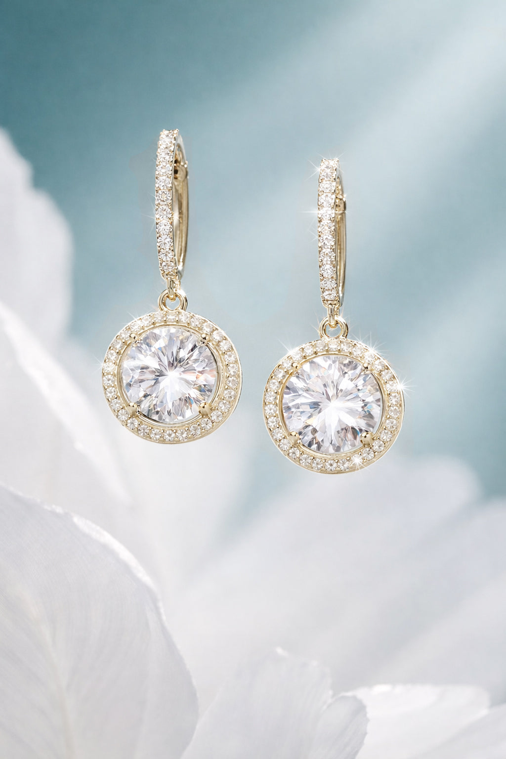 Cercei diamant laborator argint placat cu aur Royal Gold Core