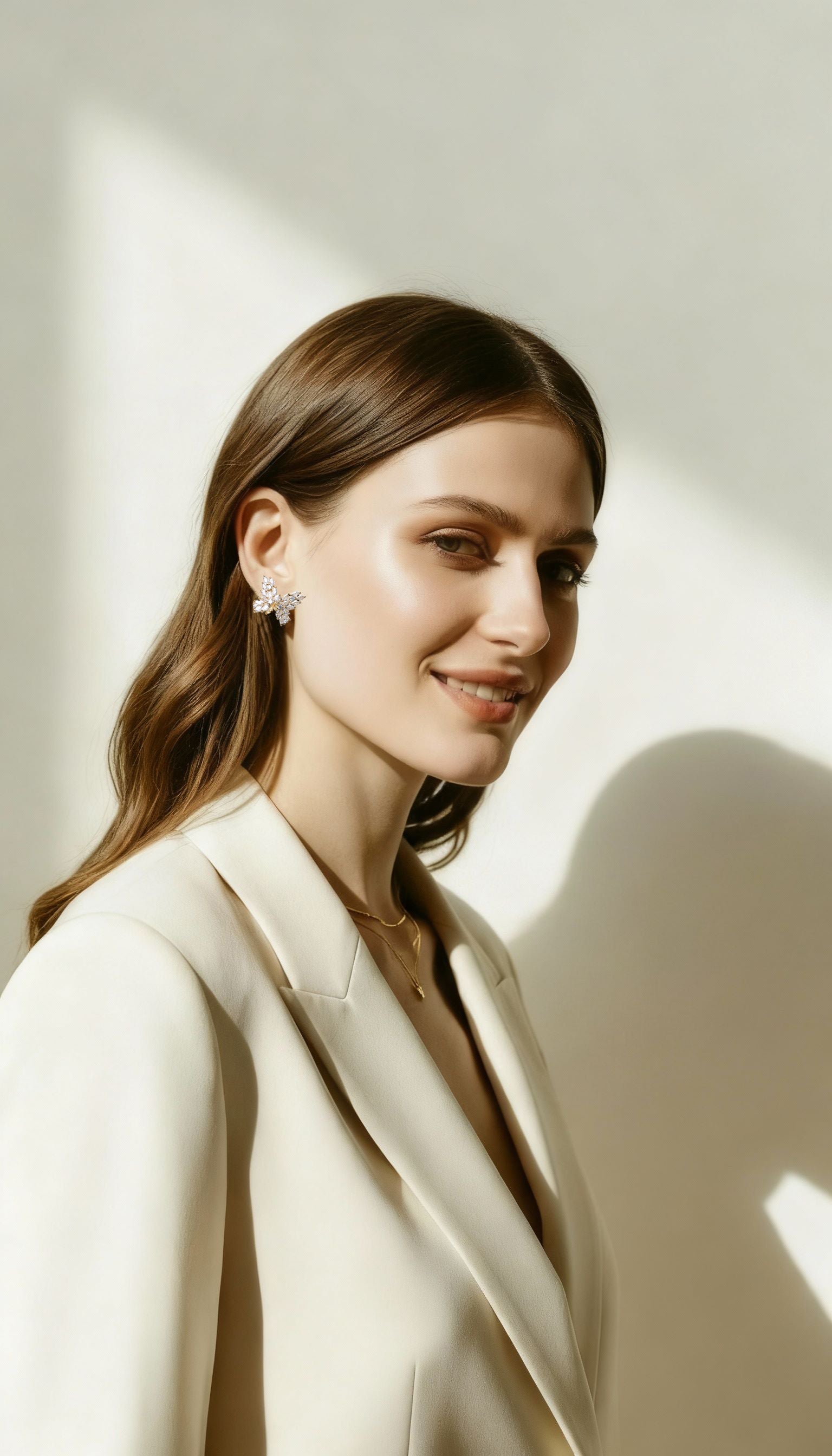 Cercei placati cu aur si cubic zirconia Aurora Wings