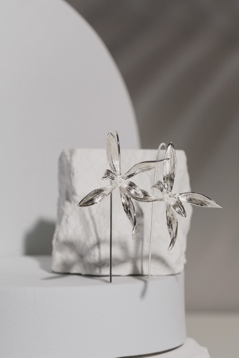 Softcore Bloom – Cercei sculpturali din argint placat cu rodiu