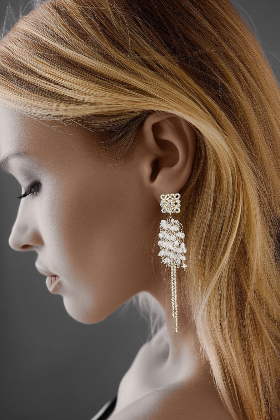 Cercei placati cu aur si cristale Celestial Cascade